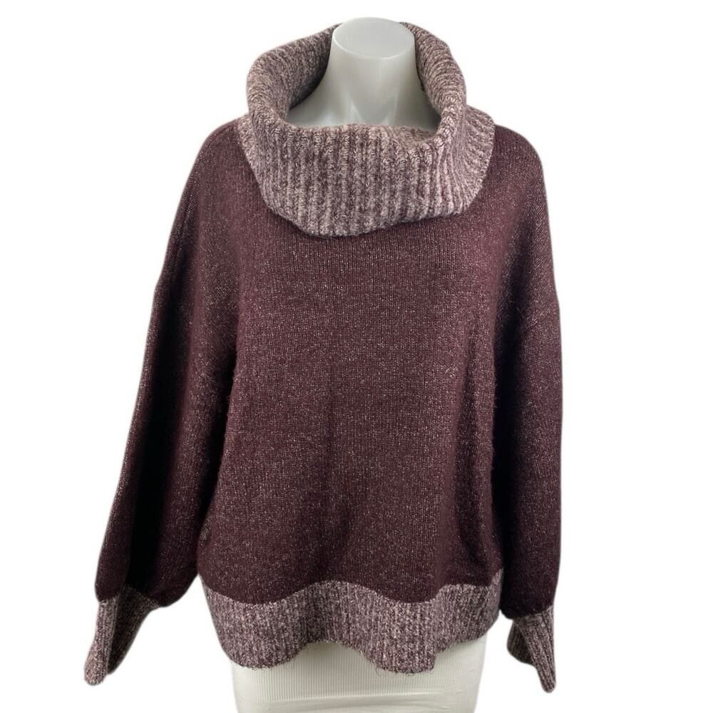 Nine West Women's Maroon Red Turtleneck Long Sleeve Knit Sweater Top Size L
